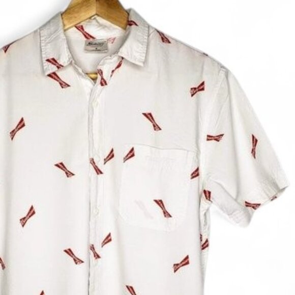 Budweiser White Button Down Shirt Men's Allover Bud Logo Party Button Down S - Picture 2 of 6